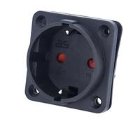 as - Schwabe - Prise encastrable - Dimensions de la bride : 50 x 50 mm - Prise de contact de protection 230 V, 16 A - Prise à encastrer - IP20 en intérieur - Pour camping et caravane - Noir - 45081