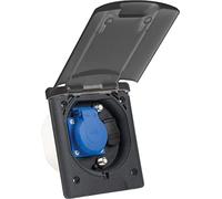 as - Schwabe Prise encastrable multifonctionnelle, 1 prise 230 V/16 A + 2 prises satellite + 1 x 12 V DC, avec fermeture magnétique, IP44, fabriquée en Allemagne, gris anthracite I 62475