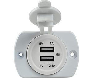 as - Schwabe Prise encastrée à 2 Voies pour Caravane, Prise encastrable avec 2 câbles de Terre de 0,6 m Tension d'entrée 12 V CC - Ports USB 1 A et 1 x 5 V/2,1 A - Prise avec Couvercle pour