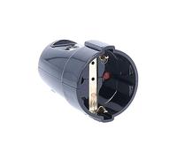 as - Schwabe prise mobile de sécurité - 230 V 16 A - pour câble jusqu’à 1,5 mm² - IP20 intérieur - fiche femelle - connecteur electrique robuste - noire , 45012