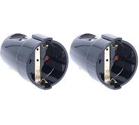 as - Schwabe prise mobile de sécurité - 230 V 16 A - pour câble jusqu’à 1,5 mm² - IP20 intérieur - fiche femelle - connecteur electrique robuste - noire , 45012 (Lot de 2)