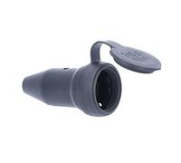 Schwabe Prise Mobile Renforcée en Caoutchouc 230V / 16A avec Clapet de Protection Prise 2PT avec Mise à la Terre Pour l'Extérieur IP44 Made in Germany, Noir I 860417