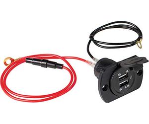 as - Schwabe Prise USB encastrable avec 2 Ports USB, avec câble de Terre de 0,6 m - Prise USB 12 V - Ports USB 1 x 5 V/1 A et 1 x 5 V/2,1 A - Prise avec Couvercle pour l'intérieur - Noir I 61499