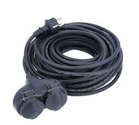 as - Schwabe Rallonge électrique 15 m avec Prise de Terre et coupleur 2 | Câble en caoutchouc robuste, 2 prises de terre avec couvercle à charnière, pour jardin, atelier et extérieur