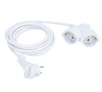 as - Schwabe Rallonge électrique 3 m avec fiche Plate et Double Prise - 230 V/16 A - IP20 - Fiche Plate - Rallonge - Connecteur 2 Prises - Blanc - 51025