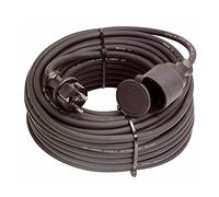 as - Schwabe Rallonge en Caoutchouc 230V / 16A - Câble de 10 m avec Fiche et Prise 2PT et Capuchon de Protection - pour Intérieur et Extérieur - IP44 - Made in Germany I 860383 Noir