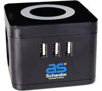 as-Schwabe Station de recharge QI-Wireless double tour de prise de courant 1,5 m noir avec prise USB femelle