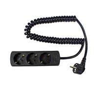 as - Schwabe Steckdosenleiste 3-fach mit Spiralkabel - Mehrfachstecker mit 2,5 m Leitung - 230 V / 16 A Mehrfachsteckdose mit ausdehnbarer Spiralleitung - IP20 - Schwarz I 11432