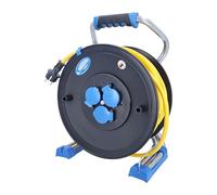as - Schwabe Xperts enrouleur de câble 40 m AT-N07V3V3-F 3G2,5, IP44 extérieur, 3 prises avec terre + port USB, indicateur de tension, protection thermique, Made in Germany