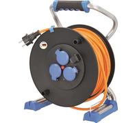 as - Schwabe Xperts enrouleur de câble 40 m H07BQ-F 3G1,5, IP44 extérieur, 3 prises avec terre + port USB, indicateur de tension, protection thermique, Made in Germany