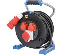 as - Schwabe Xperts enrouleur de câble CEE 20 m H07RN-F 5G2,5, IP44 extérieur avec 2 prises avec terre, 1 prise CEE 400 V 5 pôles, protection thermique, Made in Germany