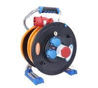as - Schwabe Xperts enrouleur de câble CEE 30 m H07BQ-F 5G2,5 | IP44 extérieur avec 2 prises avec terre, 1 prise CEE 400 V 5 pôles, protection thermique, Made in Germany