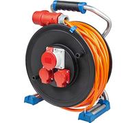 as - Schwabe Xperts enrouleur de câble CEE 30 m H07BQ-F 5G2,5, IP44 extérieur avec 2 prises avec terre, 1 prise CEE 400 V 5 pôles, protection thermique, Made in Germany