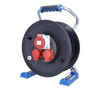 as - Schwabe Xperts enrouleur de câble vide, pour environ 25 m de câble, extérieur IP44, 2 prises avec terre + 1 prise CEE 5 pôles 400 V, protection thermique, Made in Germany