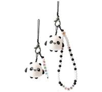 (As show, One size) Lot de 2 cordons pour téléphone de couple, dragonne anti-perte, porte-clés panda kawaii en perles acryliques,