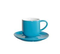 ASA 19000381 Coppa Tasses à Expresso, 4 unités, Céramique, 5,8 x 5,8 x 5,60 cm Turquoise/Blanc