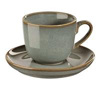 ASA Saisons 27130175 Eucalyptus Tasse à cappuccino avec soucoupe en grès Vert 0,23 l 9 x 9 x 7,5 cm