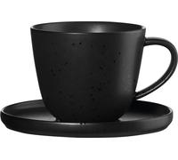 ASA Selection coppa Kaffeetasse mit Unterer, Kaffee Tasse, Kaffeebecher, Untertasse, Porzellan, 250 ml, Kuro / Schwarz, 19020190