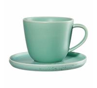 ASA Selection coppa Kaffeetasse mit Unterer, Kaffee Tasse, Kaffeebecher, Untertasse, Porzellan, 250 ml, Minto / Grün, 19020191