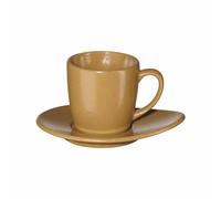 ASA Selection Cuba Ocra Espressotasse mit Unterer, Espresso Tasse, Kaffeetasse, Untertasse, Steinzeug, Gelb, 60 ml, 1231429