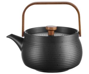 ASA Selection Japandi Théière avec poignée en bois Théière en porcelaine noire 600 ml
