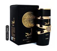 Asad Parfum original 100 ml, eau de parfum dubaienne avec arômes sucrés durables, idéal pour usage quotidien et nocturne, atomiseur rechargeable 5 ml