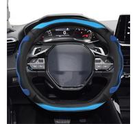 ASADF Housse De Volant Housse Volant Voiture Cuir PU + Gel Silice 3D Antidérapant pour Peugeot 208 E208 2020-2022 Caches de Volant(Bleu)