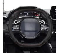 ASADF Housse De Volant Housse Volant Voiture Cuir PU + Gel Silice 3D Antidérapant pour Peugeot 208 E208 2020-2022 Caches de Volant(Noir)