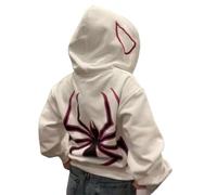 Asadovce Sweat à capuche surdimensionné Y2k avec fermeture éclair intégrale Motif araignée Pour adolescentes et filles, Blanc araignée, Medium