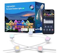 ASAHOM - Lampes permanentes d'extérieur Pro de 30,5 m avec 72 LED RGBCW et double sortie, intégration WLED, 70 lm blanc, éclairage AI, combinaison de 30 000 effets d'éclairage, étanchéité IP67