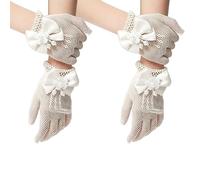 Asaisimg 2 paires de gants blancs pour filles pour la première communion, princesse, thé de l'après-midi, mariage, gants en dentelle pour demoiselles d'honneur de courte taille pour enfants