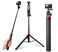 Asaiy Perche à Selfie Trépied 2-en-1, extensible jusqu’à 200 cm, légère pour Vlogging, Voyage, Diffusion en direct - compatible avec GoPro Hero 13/12/11, DJI Osmo Pocket/Action, Insta360 X5