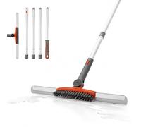 Asaiy Raclette de Sol 2 en 1 Très Résistante avec Brosse de Nettoyage de Joints, Poignée Réglable de 158 cm, Balai à Eau et Raclette de Douche pour Verre, Garage, Fenêtres, Salle de Bain et Surfaces