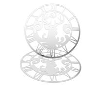 ASAKKURA 2 Pièces Stickers Muraux Horloge Ronde Chiffres Romains Miroir Argenté Autocollants Muraux Cerf pour Salon Chambre Bureau Décoration