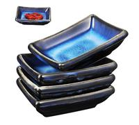 ASAKKURA 4 Pièces Lot de Plats à Sauce Céramique Japonaise Bols à Condiment Émaillés pour Apéritifs et Sauces Soja pour Service Individuel et