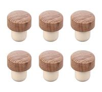ASAKKURA Bouchons en Bois pour Bouteilles de Vin Beige, Lot de 6 Pièces Joint Hermétique pour Prolonger le Goût du Vin