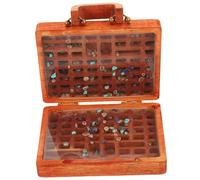 ASAKKURA Coffret en Bois Vintage pour Rangement de Pierres Précieuses Compartiments Multiples, Valise de Collection pour Cristaux, Boîte de Présentation Sécurisée pour Minéraux et Trésors