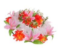 ASAKKURA Couronne de Deuil Artificielle Rose Pâle Fleurs de Lys, Décoration Funéraire Solide pour Cimetière, Guirlande Commémorative Résistante aux Intempéries, Accessoire de Tombe