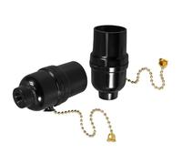 ASAKKURA Douille de Lampe E27 en Bakélite Abs Noire avec Interrupteur à Tirette, Lot de 2, Sécurité Renforcée, pour Chambre ou Bureau