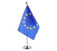 ASAKKURA Drapeau de Table Union Européenne avec Mini Support Stable, Pavillon de Bureau Vertical, Décoration Festive pour Maison et Bureau, Drapeau National pour Fête et Espace de Travail