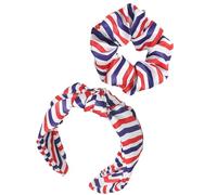 ASAKKURA Ensemble de 2 Accessoires pour Cheveux en Satin Bandeau à Nœud Motif Drapeau Américain, Souple et Utilisable comme Bracelet, pour Différentes Occasions