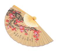 ASAKKURA Éventail Mural Chinois en Papier 0,5x0,9 M Décoratif Rouge Motif Prunier, Éventail Pliable Asiatique Suspendu pour Décoration Intérieure, Mariage et Séance Photo