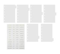 ASAKKURA Intercalaires de Classeur en Plastique Pp Transparent 6 Anneaux avec Stickers Autocollants pour Cahier et Organisation de Notes, Lot de 7 Set de Set de Feuilles