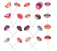 ASAKKURA Kit de Photobooth Lèvres Amusantes en Papier Léger, Accessoire de Fête Unique, Facile à Transporter pour Anniversaires et Soirées, 20 Pièces Colorées