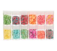 ASAKKURA Lot 12 Boîtes Tranches de Fruits en Pâte Polymère Multicolores, Décorations Nail Art Diy, Accessoires Loisirs Créatifs pour Ongles, Motifs Fruités Assortis, Fête et Usage