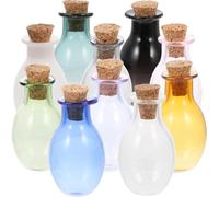 ASAKKURA Lot de 10 Mini Bocaux en Verre avec Bouchons en Liège, Bouteilles à Souhaits Décoratives en Verre pour Huiles Essentielles, pour Décoration et Bricolage