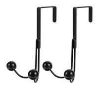 ASAKKURA Lot de 2 Crochets Multifonctionnels sans Poinçon en Fer Mat Noir, Double Tête, Porte-manteaux et Porte-chapeaux, Cintres pour Manteaux et Paquet, Accroche-porte pour Chambre,