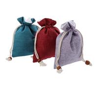 ASAKKURA Lot de 3 Pochettes à Bijoux en Lin Double Couche Sachets à Cordon pour Rangement Bijoux Emballage Présent Taille Fine Couleurs Violet Bleu et Rouge Foncé Pochette Pratique