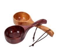 ASAKKURA Louche à Soupe en Bois 2pcs, Cuillère de Service Robuste et Élégante, Capacité 100ml, pour Remuer et Servir Cuisine