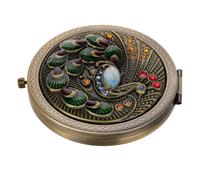 ASAKKURA Miroir de Maquillage Vintage Pliant en Métal Or, Miroir Rond Compact Portable Facile à Ranger pour Usage Quotidien et Poche